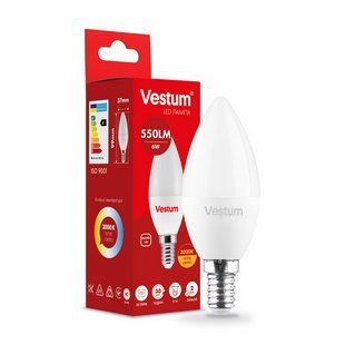 Світлодіодна лампа Vestum C37 6W 3000K 220V E14 1-VS-1304 1-VS-1304 фото