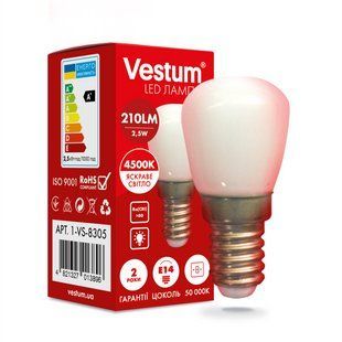 Світлодіодна лампа Vestum SMD Е14 2,5W 4500K 220V для холодильника 1-VS-8305 фото