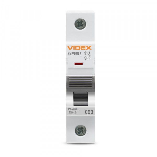 Автоматичний вимикач RS6 1п 63А 6кА С VIDEX RESIST VF-RS6-AV1C63 фото
