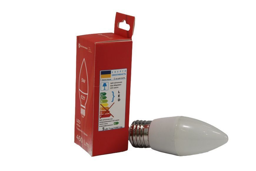 LED-лампа С37 5 Вт E27 4100 К 450 Лм 165-265 В EH-LMP-C527N фото