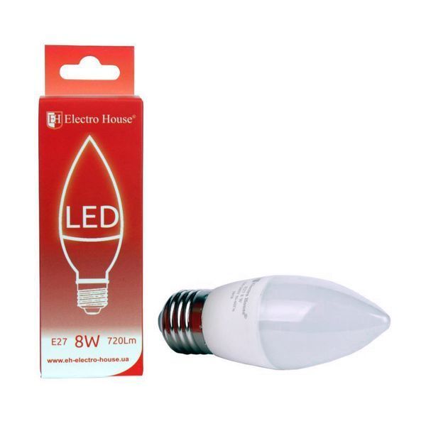 LED лампа С37 8Вт E27 4100К 720 Лм 165-265 В EH-LMP-1254 фото