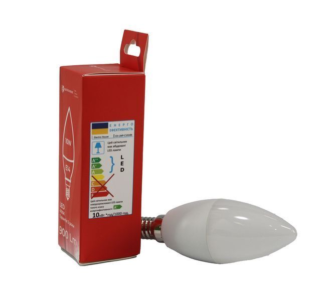 LED лампа С37 10Вт E14 4100К 900 Лм 165-265 В EH-LMP-C1014N фото