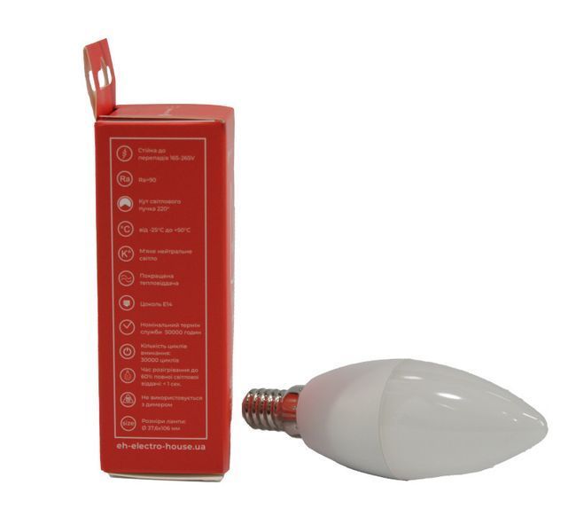LED лампа С37 10Вт E14 4100К 900 Лм 165-265 В EH-LMP-C1014N фото