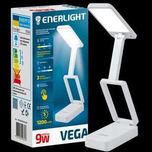 Світильник настільний світлодіодний з акумулятором ENERLIGHT VEGA 9Вт 3000-6000K Біла VEGA9SMD45MW фото