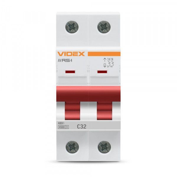 Автоматичний вимикач RS4 2п 32А С 4,5кА VIDEX RESIST VF-RS4-AV2C32 фото