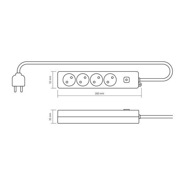 Мережевий подовжувач VIDEX ONCORD б/з 4п 2м з кнопкою White VF-PD42-W фото