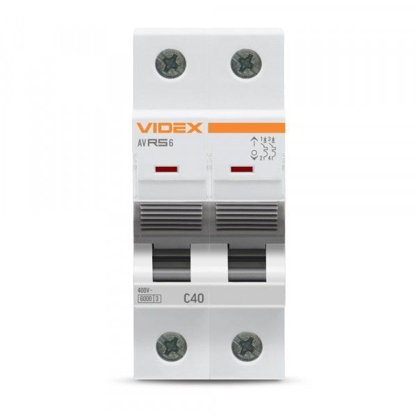 Автоматичний вимикач RS6 2п 40А 6кА С VIDEX RESIST VF-RS6-AV2C40 фото