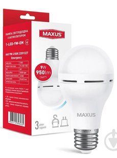 Лампа акумуляторна LED Maxus 9 Вт A60 E27 230 В 4100 К 1-LED-9W-EM фото
