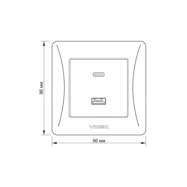 Розетка USB-A + USB-C PD20W кремова VIDEX BINERA VF-BNCHRUC20-CR фото