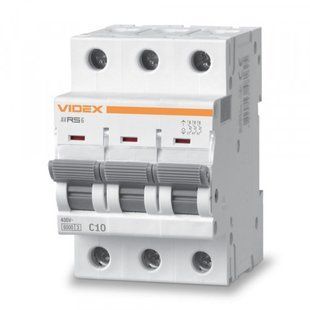 Автоматичний вимикач RS6 3п 10А 6кА С VIDEX RESIST VF-RS6-AV3C10 фото