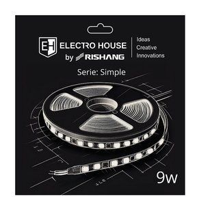 LED стрічка 9Вт 12В SMD2835 120 діодів, 900 Лм , холодний білий 6500К, серія Simple Electro House by Rishang EH-STR6RS12 фото