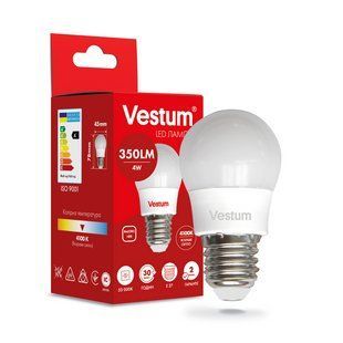 Світлодіодна лампа Vestum G45 4W 4100K 220V E27 1-VS-1205 1-VS-1205 фото