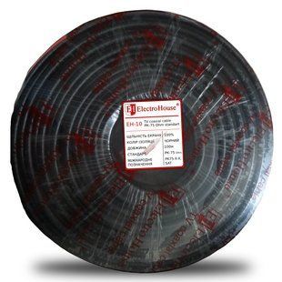 Кабель коаксіальний RG-6U 100% обміднена сталь 0.75 ПВХ , чорний, 100 м EH-10 фото