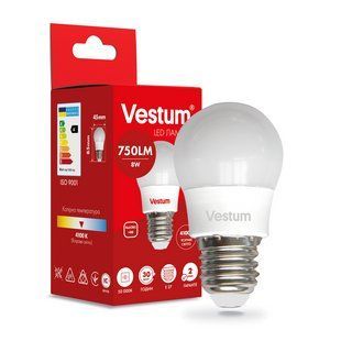 Світлодіодна лампа Vestum G45 8W 4100K 220V E27 1-VS-1209 1-VS-1209 фото