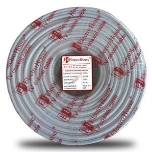 Кабель коаксіальний RG-6U 100% обміднена сталь 1.02 ПВХ , білий, 100 м EH-13 фото