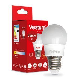 Світлодіодна лампа Vestum G45 8W 3000K 220V E27 1-VS-1210 1-VS-1210 фото
