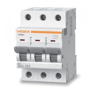 Автоматичний вимикач RS6 3п 63А 6кА С VIDEX RESIST VF-RS6-AV3C63 фото