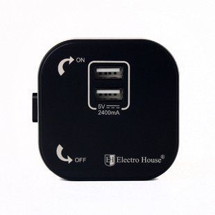 Розетка трекова подвійна USB 2.4 А, Unique Elegance Pandora Black EH-PT-002B фото