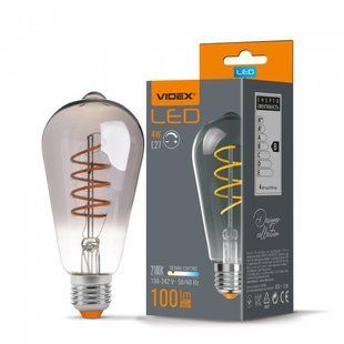 LED лампа VIDEX Filament ST64FGD 4W E27 2100K дімерна графіт VL-ST64FGD-04272 фото