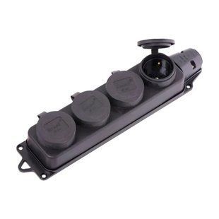 Розетка 4-на зовн. з заглушками 2Р+РЕ 1х16А 220-240V каучук 106-0400-0107 106-0400-0107 фото