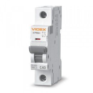 Автоматичний вимикач RS6 1п 40А 6кА С VIDEX RESIST VF-RS6-AV1C40 фото