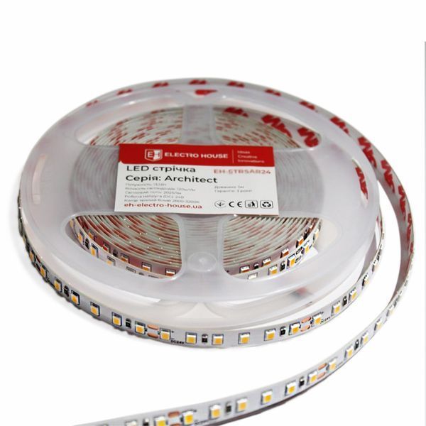 LED стрічка 13,5Вт 24В SMD2835 120 діодів 2025 Лм холодний білий 6500К, серія Architect, гарантія 3 роки EH-STR6AR24 фото